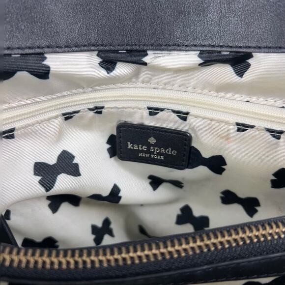 Kate Spade NY Chelsea Park Elena Tote Black White Cream Jacquard Polka Dots - Picture 5 of 10